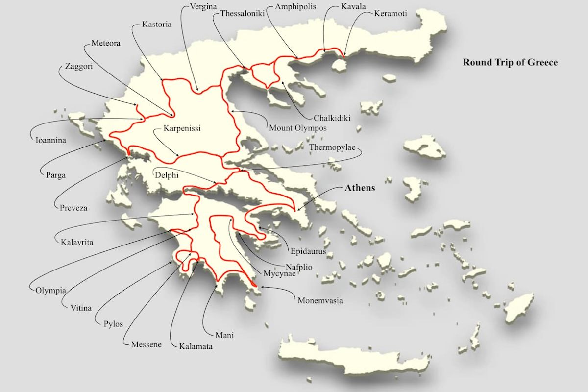 Round Trip of Greece, Luxury Cars Greece, Maps and Routes