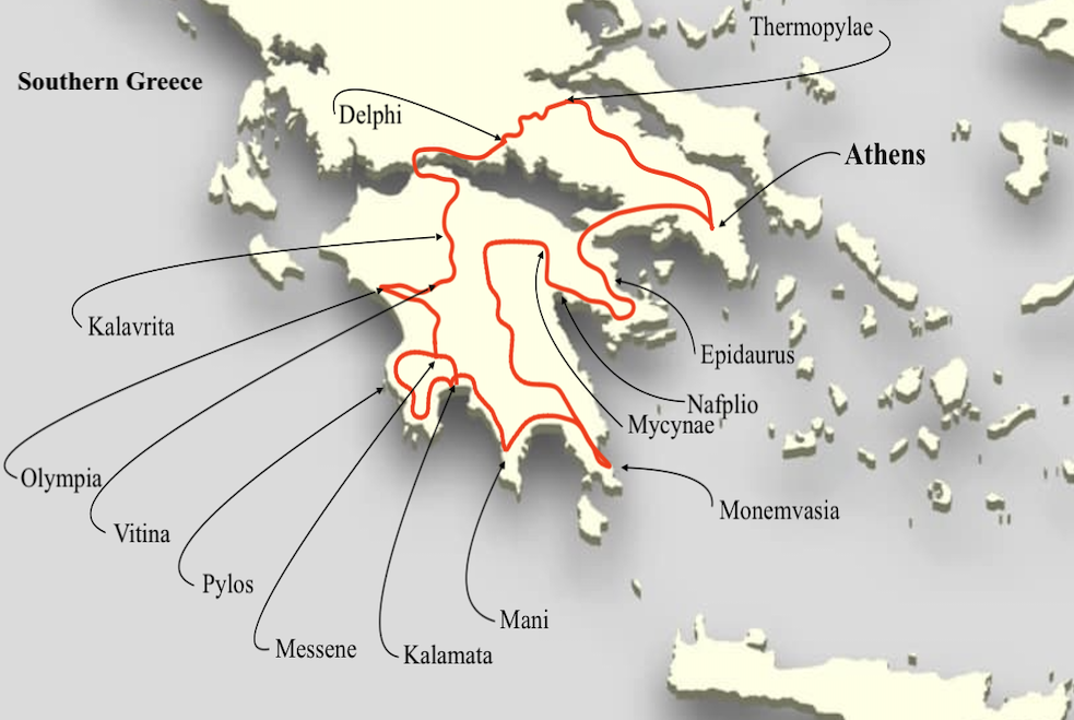 Southern Greece, Luxury Cars Greece, Maps and Routes